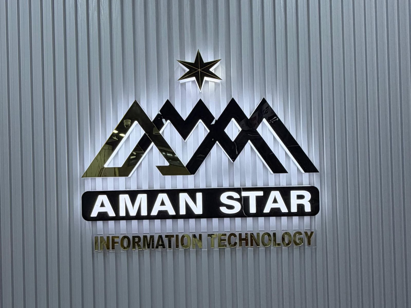 Aman Star Information Technology logo wall