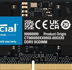 Crucial Basics 16GB DDR5 4800MT/s CL40 SODIMM 260-pin 1.1V Laptop MemorY